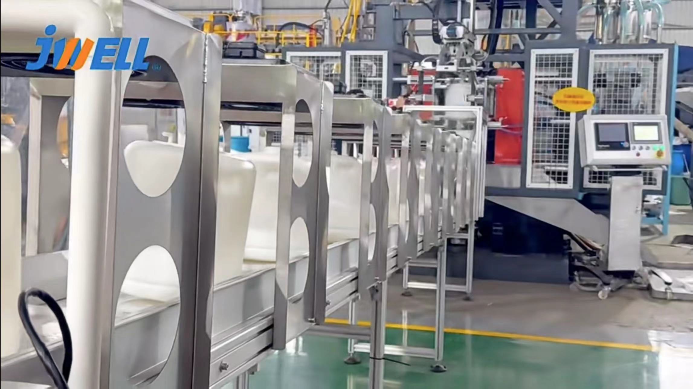 JWELL 50L/100L ダブルステーションブロー成形機オープントップフランジバレル化学液体容器用